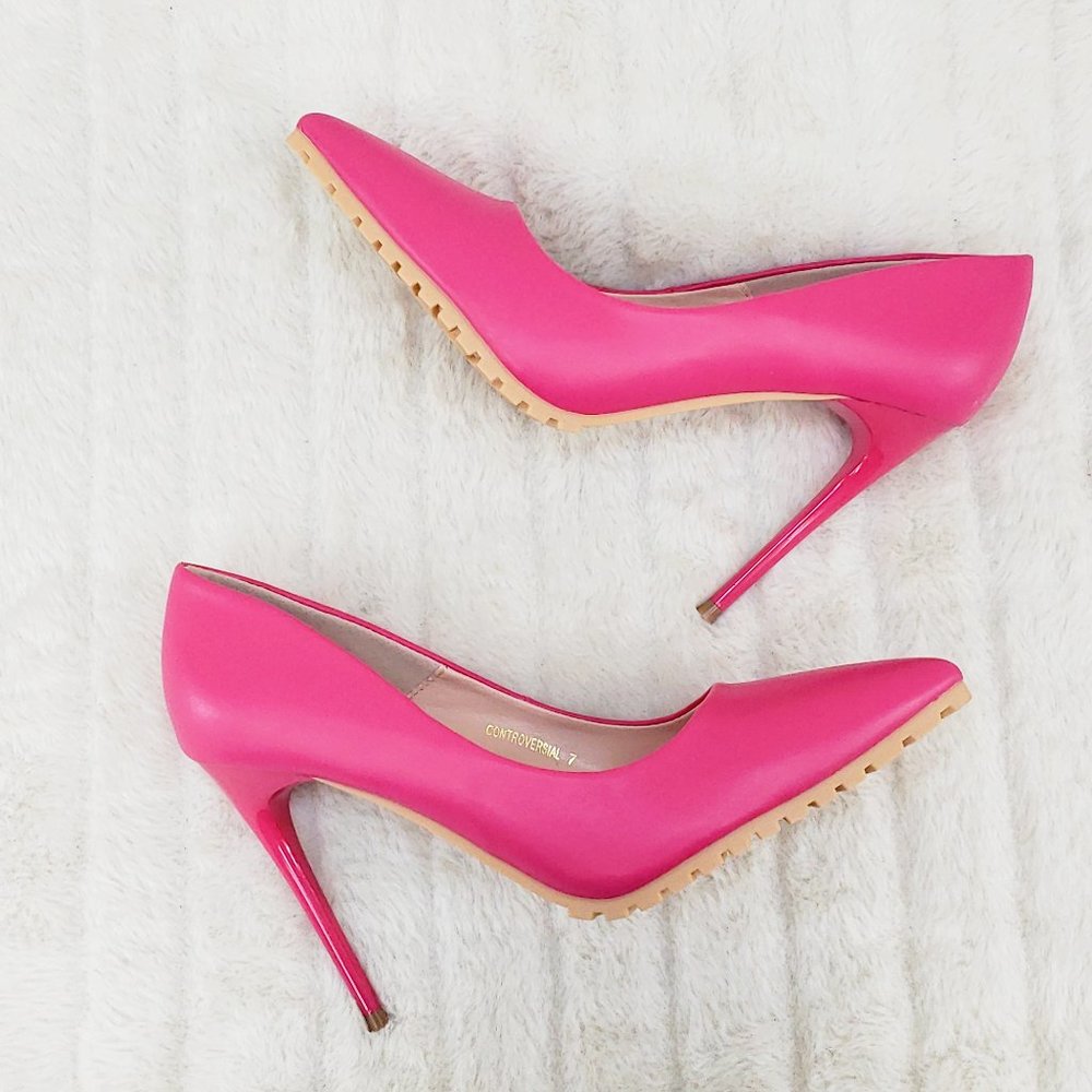 Fuchsia High heel Lug Sole Pump Shoes